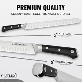 Cutluxe BBQ Carving Knife Set – Brisket Slicing and Boning Knife for Meat Cutting – Professional Knife with Razor Sharp German Steel, Full Tang, Ergonomic Handles – Artisan Series
