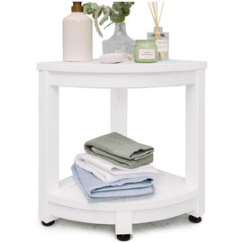 ROHKEX Corner Shower Stool HDPE - Waterproof Shower Bench for Shaving Legs - Easily Assembled Shower Organizer - Shower Seat for Inside Shower (White)