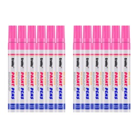 Pink Paint Markers, 12 Pack Oil-Based Waterproof Quick Dry Permanent Paint Pen Set for Rocks Painting, Wood, Fabric, Plastic, Canvas, Glass, Mugs, Metal, Tire, Stone, DIY Craft