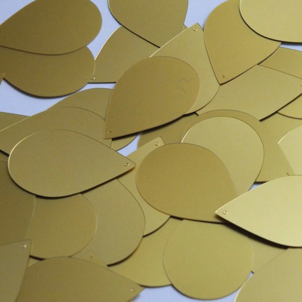 Unbranded Teardrop Sequin 1.5" Mustard Yellow Matte Satin Metallic Loose