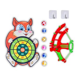 Alastore Kids Dart Board, Animal Cartoon Squirrel Dartboard for Kids with 6 multi-coloured Sticky Balls and a Red Arrow, Indoor and Outdoor Foldable Dartboard Game and Toy Sets for Kids (Squirrel)