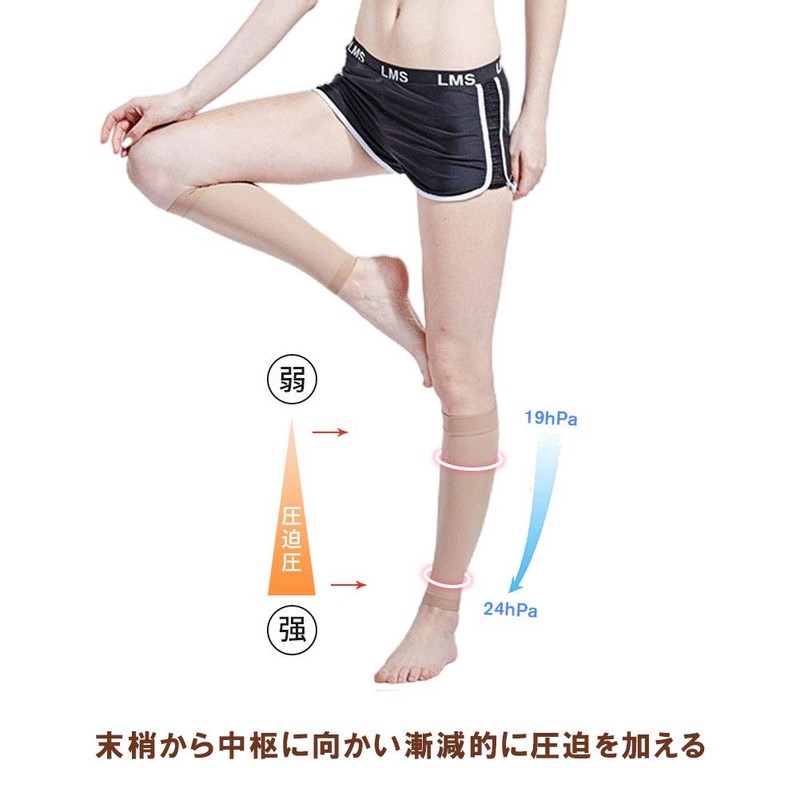 着圧ソックス 弾性ストッキング 圧迫圧15-21mmHg 2色5サイズ メンズ レディース (ブラック, S)