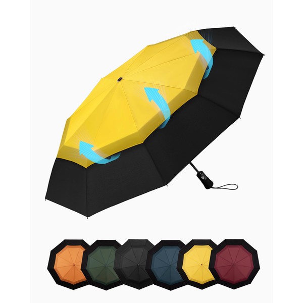 Chakipee Compact Travel Umbrella Large Storm Proof - Automatic Pocket
