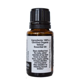Organic Vetiver Essential Oil (5 ml) - 100% Pure Undiluted Therapeutic Grade Essential Oil by Prana Organic Plant Oils