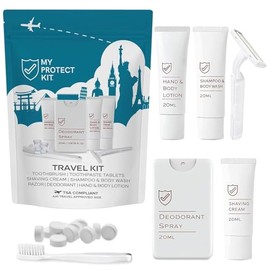 MY PROTECT KIT Kit De Viaje Aprobado Por La Tsa Para Hombres Y Mujeres Set De Higiene Con Artículos De Tocador Loción Para Manos Y Cuerpo,
