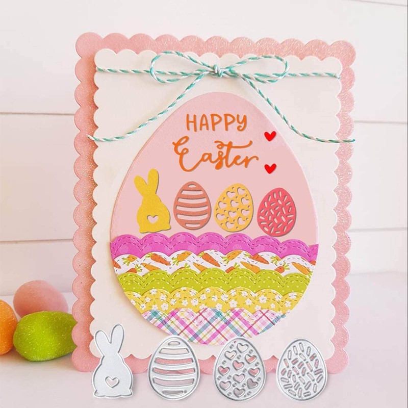 Bymivofun 5 Pieces Easter Cutting Dies Rabbit Eggs Cutting Dies