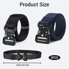 Vierone Men Tactical Belt 2 PCS Nylon Military Belt Durable Work Belts for Men Adjustable Utility Belt Quick Release Tactical Belt Wear Resistant for Work Outdoor Sports Survival
