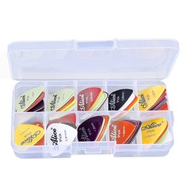 Yammy Plastic Bass Guitar Picks, 24 Picks, Picks, Assorted Thicknesses, Colorful, Storage Box Included
