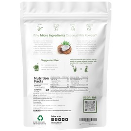 Micro Ingredients Organic Coconut Milk Powder, 2 Lb | Plant-Based Creamer for Coffee, Tea & Smoothies | Pure & Rich in MCT | Non-GMO, Gluten-Free, Keto & Paleo Friendly