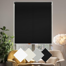 Homebox 70% Blackout Light Filtering Shade Blinds for Windows, Room Darkening Roller Shades Roll up and Down Blinds for Home and Office 32" W×72" H Black