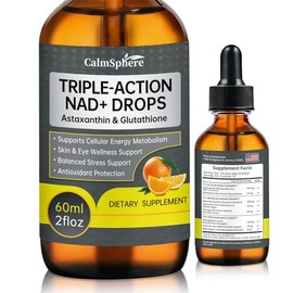 Suplemento líquido liposomal NAD+, glutatión liposomal y suplemento líquido de astaxantina, potentes suplementos nutricionales antioxidantes para ener