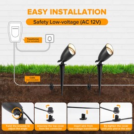 LUTEC 12V Low Voltage Landscape Lighting, Die-cast Aluminum Spot Lights with Connectors, IP65 Waterproof Outdoor Landscape Spotlights, 5W 550LM Warm White 3000K for Tree Garden Yard Pathway, 8 Pack