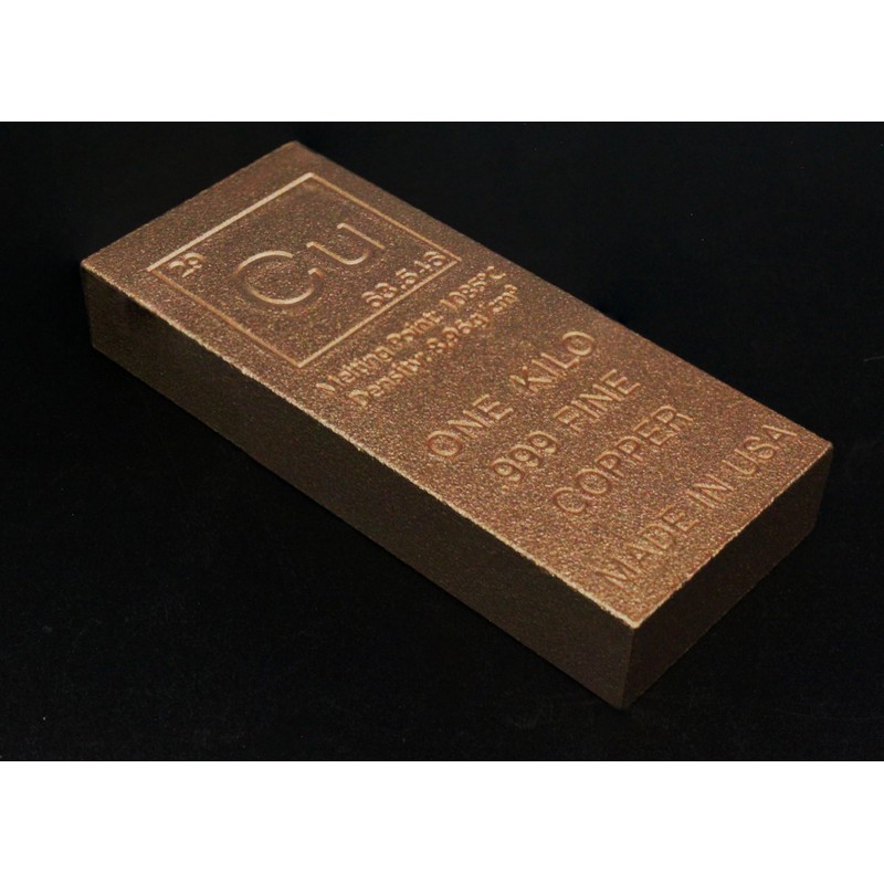 1 Kilo Copper Bar (Flat Style) .999 Pure Bullion with