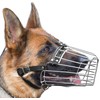 Dog Chrome Metal Muzzles Wire Basket Adjustable Leather Straps German