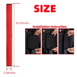 KHGUZ 2PCS Extra Long Car Seatbelt Cover, 29.53 inches Soft Leather Vehicle Safety Seat Belt Strap Cushion, Comfortable Auto Shoulder Neck Chest Protection Pads Accessories, Extremely Long (Red)