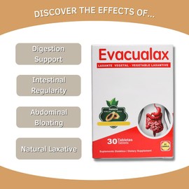 EVACUALAX Senna Laxative Tablets - Natural Vegetable Laxative with Senna Leaf, Prune & Papaya Seed - Herbal Stool Softener for Constipation Relief, Digestive Support, Postpartum & Travel - 30 Tablets