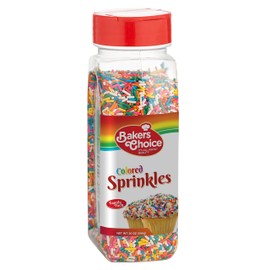 Bakers Choice Rainbow Sprinkles for Baking - Rainbow Jimmies Sprinkles for Ice Cream Toppings - Dairy Free, Kosher 20 oz.