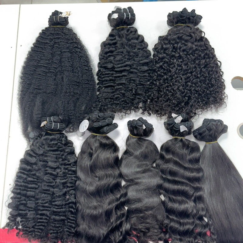 100% Unprocessed Raw Human Hair Extensions Single Donor Double Weft