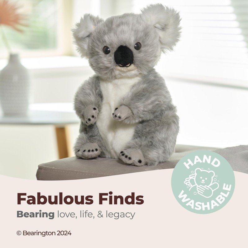 Bearington Sydney Plush Koala Stuffed Animal, 10.5 Inches Gray