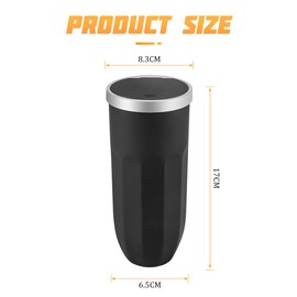 JNNJ Car Trash Bin, Car Mini Bin with Lid, Plastic Car Drink Holder, Mini Rubbish Bin, Portable Car Waste Bin, Cup Holder Bedroom (Black)