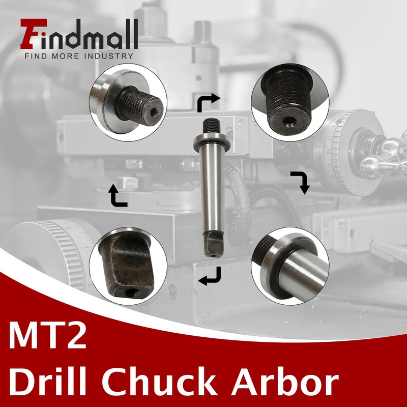 findmall MT MT2 Adapter 2MT Shank To 3/8"-24 Threaded Drill