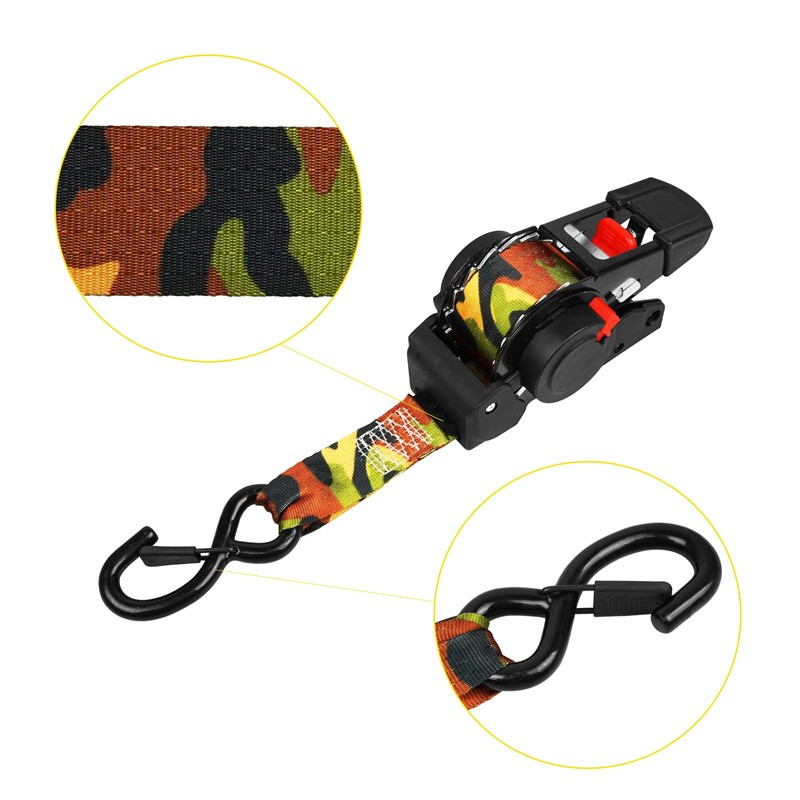 ANLULOAD 2 Packs Retractable Ratchet Straps (1.5in x 12.3ft),Cargo Strap
