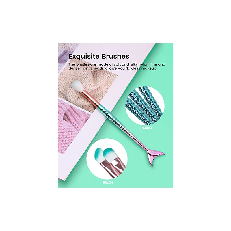 Mermaid Makeup Brushes Set with Bag Citicolor Chubby Fish Foundation