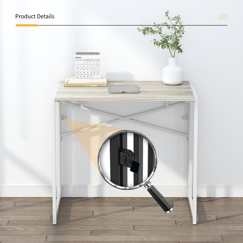Lutown-Teen Small Folding Desk 32 inch, No Assembly Required Small