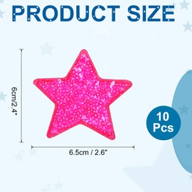 MECCANIXITY 10 Pcs Sequin Star Iron on Patches, 2.6 x 2.4 Inch Embroidery Sequin Patches for Clothing Repair Backpack Shoes Decoration, Rose Red