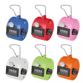 GOGO 6 PCS Plastic Hand Tally Counter 4 Digit Number Handheld Clicker, Manual Mechani - Blue