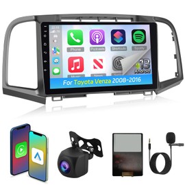 [4+64G] NHOPEEW Android Car Stereo for Toyota Venza 2008-2016 - Car Radio with 9 Inch HD Touchscreen - Wireless CarPlay & Android Auto / 32 EQ/WiFi/GPS Navi/SWC/Bluetooth + AHD Backup Camera