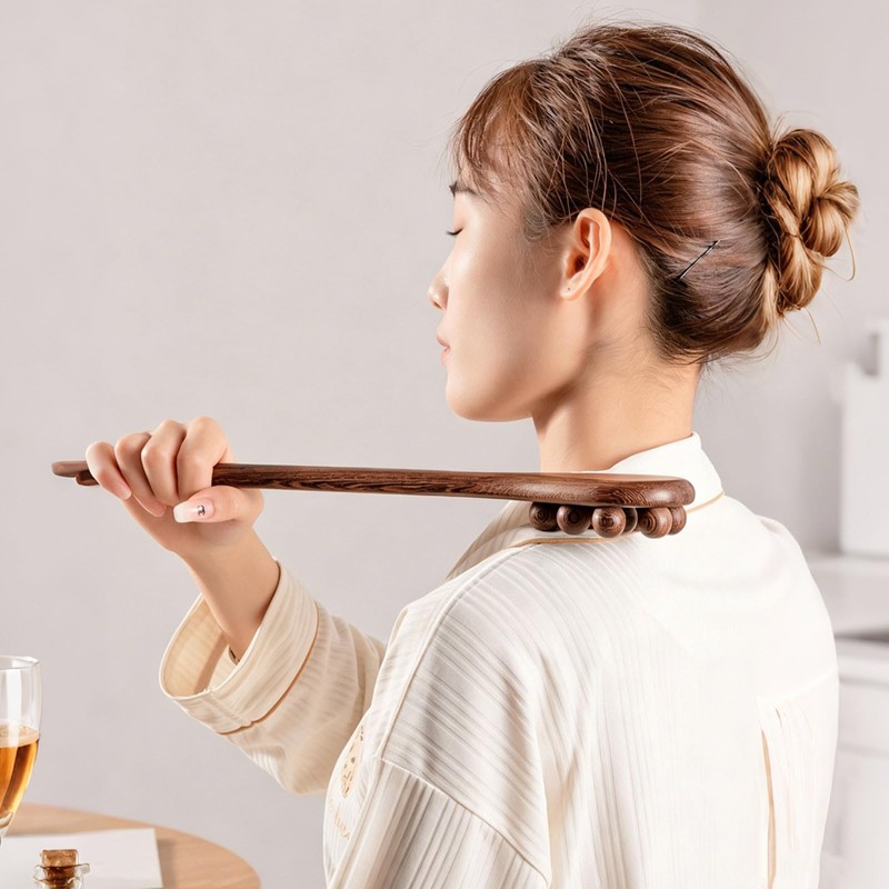 Hikiwin 8 Beads Wood Stick Massage Tools