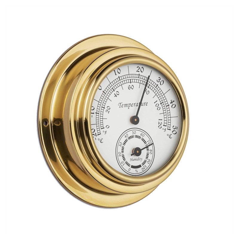 NKlaus Brass Thermo-Hygrometer, 9.8 x 6.3 x 3 cm, High-Quality