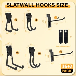 BFPeaky 36-PC Multi Sizes Slatwall Hooks, Slatwall Accessories, Slat Wall Accessory, Slat Wall Hanging Hooks and Hangers (Extra 2 Fasteners)