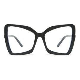 LJCZKA Vintage Cat Eye Sunglasses Large Women's Retro Cat Eye Sunglasses Butterfly Glasses Women with UV Protection, black