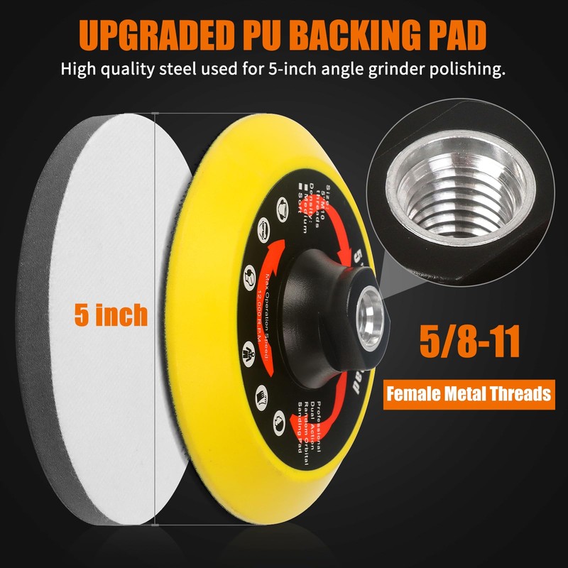 4 PCS 5 Inch Hook and Loop Backing Pad, Angle