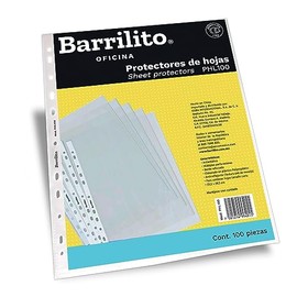 Barrilito Protector de Hojas ligero, Tamaño Carta, Antiestático. Bolsa c/100 pzas. PHL100