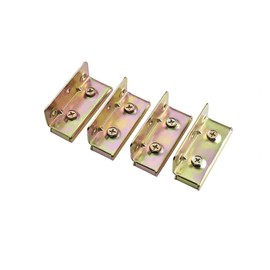 LIKERAINY Furniture Connector Bed Hinge Rail Brackets Suspension Connecting Fittings Joiner Hooks Fastener for Bed Frame Metal Yellow Chromed 4 Sets