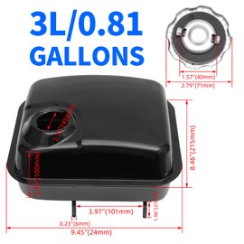 HAUERTZX Gas Fuel Tank Compatible for Coleman CT200U CT200U-A CT200U Trail, Coleman BT200X, Coleman Powersports 196cc/200cc/212cc, Trailmaster MB200 ,Baja Warrior 196cc, Hammerhead 80T (Upgrade Black)