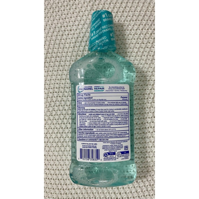 Unbranded 3 Pack Sensodyne Alcohol-Free Mouthwash Enamel Repair Extra Fresh