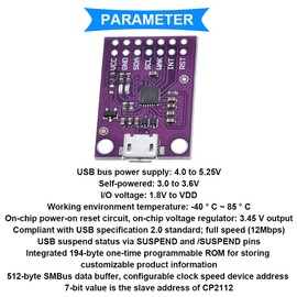 Youmile CP2112 Debug Board USB-SMBus I2C Communication Module CP2112 Rating Kit for Arduino with 2 Micro USB Cables