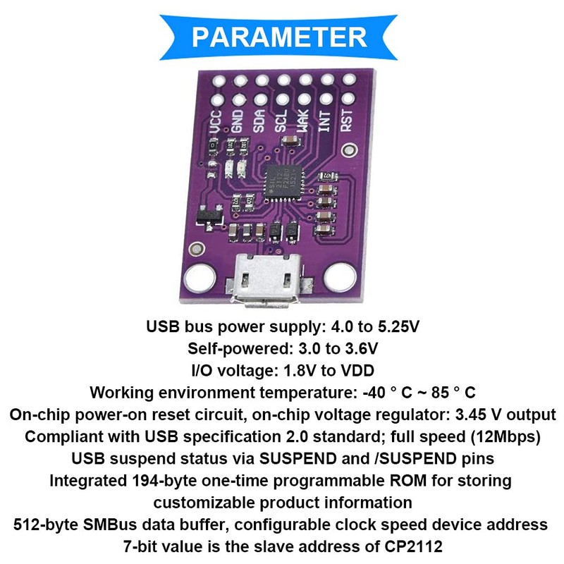 Youmile CP2112 Debug Board USB-SMBus I2C Communication Module CP2112 Rating