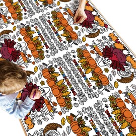OHOME Thanksgiving Coloring Tablecloth - Thanksgiving Decorations Table Decor - Friendsgiving Banner for Door Wall | Crafts Games for Kids,54" x 88"