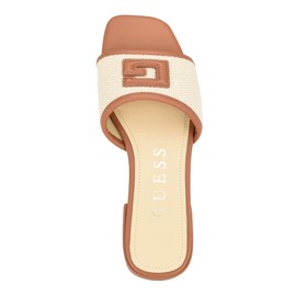 GUESS Women's Tampa Flat Sandal, Medium Natural/Beige Multi, 7