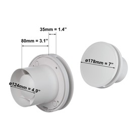 EUROPLAST Diameter 125mm Bathroom Extractor Fan Round - 5 inch Extractor Fan Bathroom with a Front Panel - White Ceiling and Wall Mounted Fan - Silent Fan