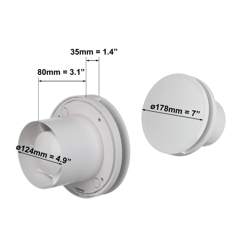 EUROPLAST Diameter 125mm Bathroom Extractor Fan Round - 5 inch