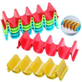 Pack of 8 Taco Holders, Taco Holder Stand, Taco Holder Made of Plastic, ABS Plastic Taco Holder, Each Up to 4 Tacos for Restaurant, Home, Picnic, Party, Festivals (4 Colours)