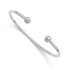 Auriga Fine Jewelry 925 Sterling Silver 2.5mm with 6.0mm Threaded Ball Cuff Bangle Bracelet