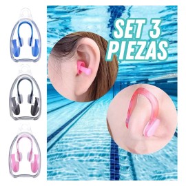 Universo en Linea 3 Set Tapones Para Oídos Y Nariz Silicona Natación Nadar F