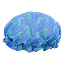 SMUG Shower Cap - Waterproof Shower Cap with Elastic Lining - Three Prints Available - Showers, Cooking, Spa Salon, Sleeping, Makeup - Shower Caps For Women UK Long Hair Short Hair - Seahorse
